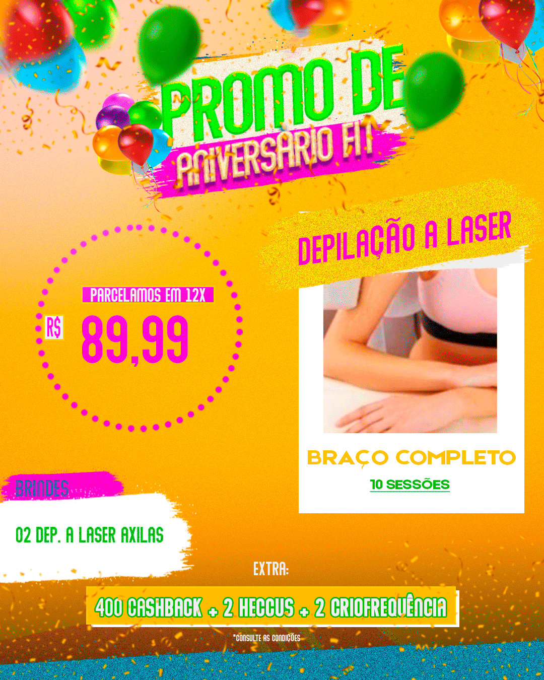 DEPILAÇÃO A LASER BRAÇO COMPLETO 10 SESSÕES