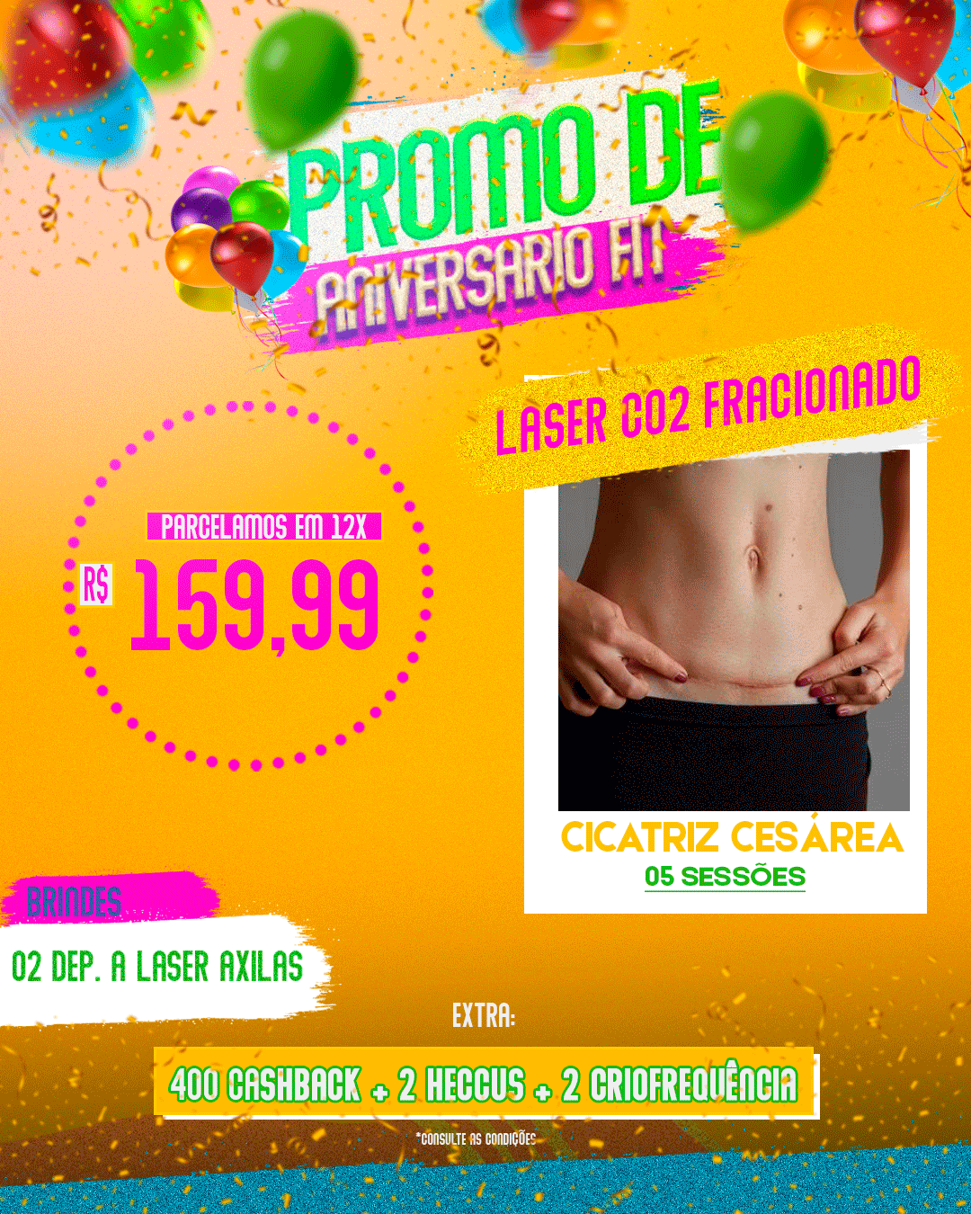 LASER CO2 FRACIONADO 05 SESSÕES CICATRIZ CESÁREA